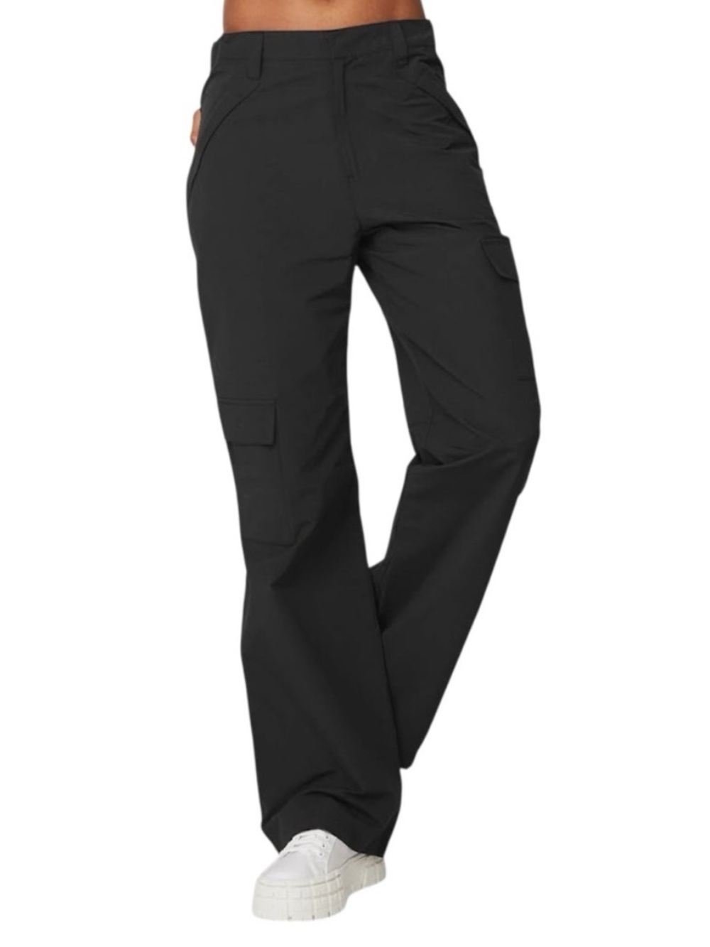 ALO The Edge Trouser Wide Leg Utility Style Small Black 30” inseam